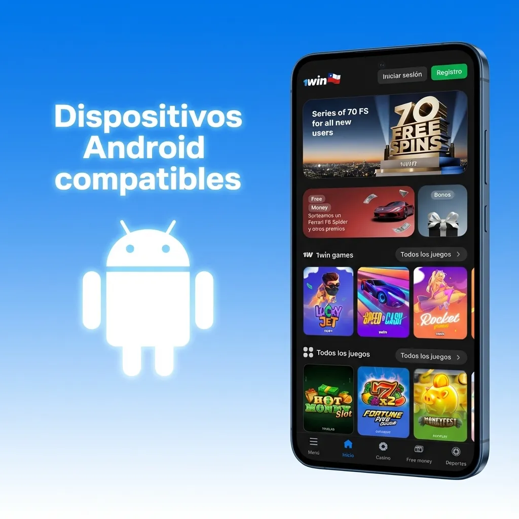 Lista de smartphones Android populares en Chile compatibles con la app móvil 1win, de marcas Samsung, Xiaomi y más
