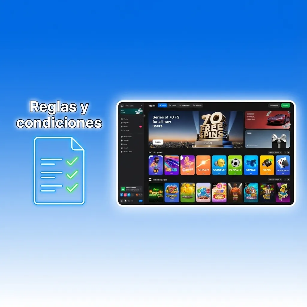 Ilustración de términos y condiciones de 1win Chile, resaltando edad mínima, verificación y reglas de bonos